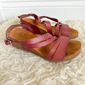 Yokana Leather Strappy Sandal Wedge - Red | Size 40 (US 9)
